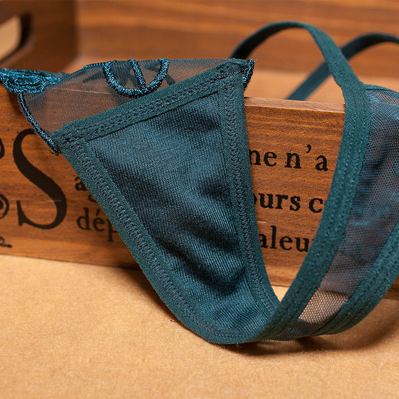 Embroidered transparent temptation seamless panties