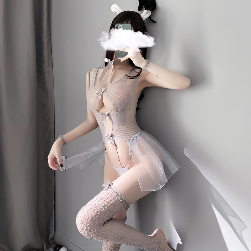 Sexy soft gauze hollow suit