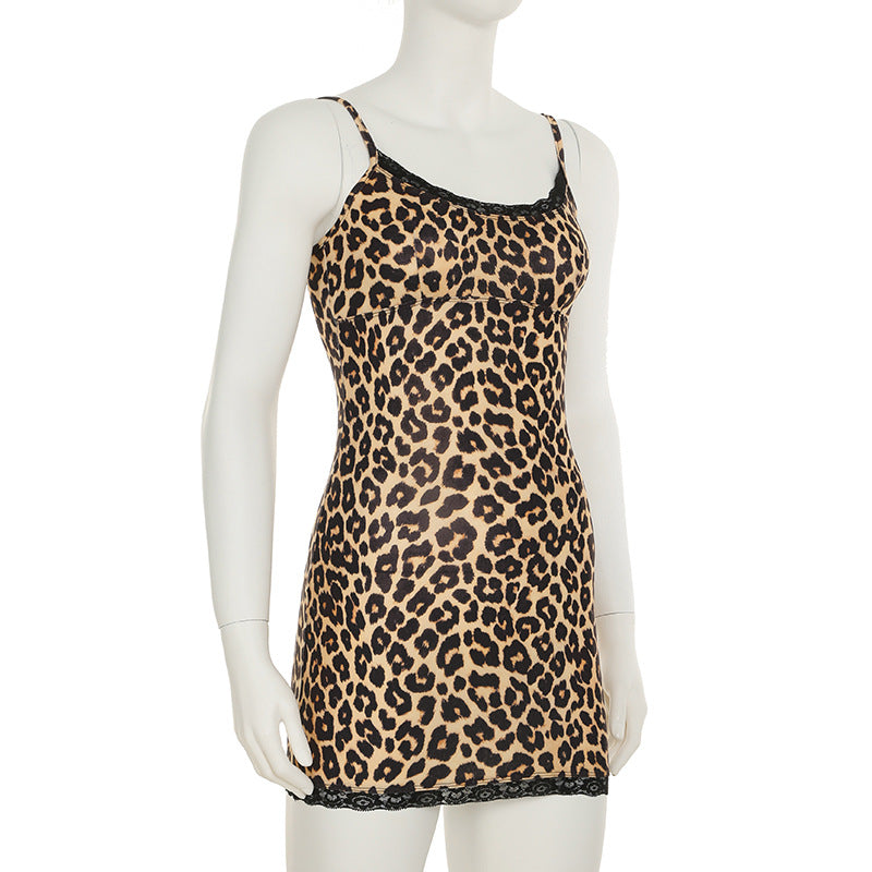 Lace leopard print skirt