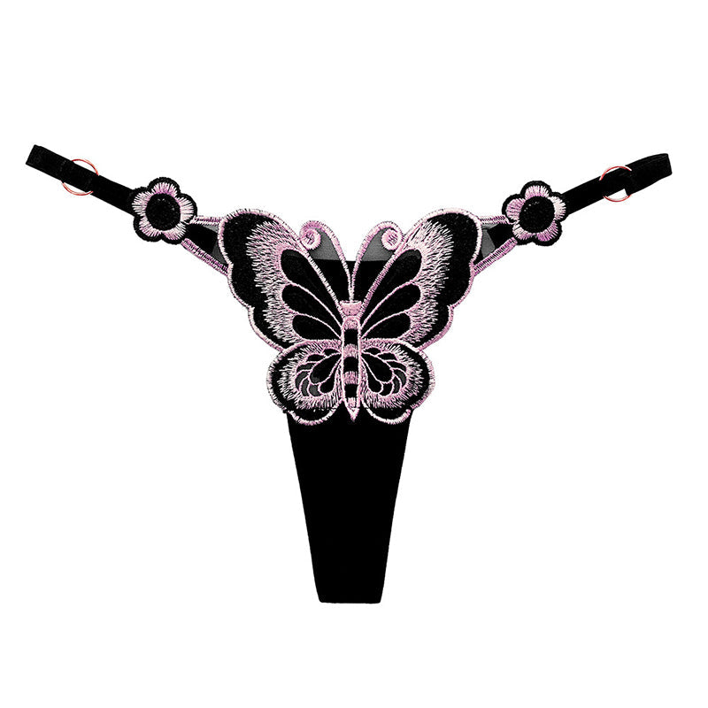 Butterfly embroidery thong