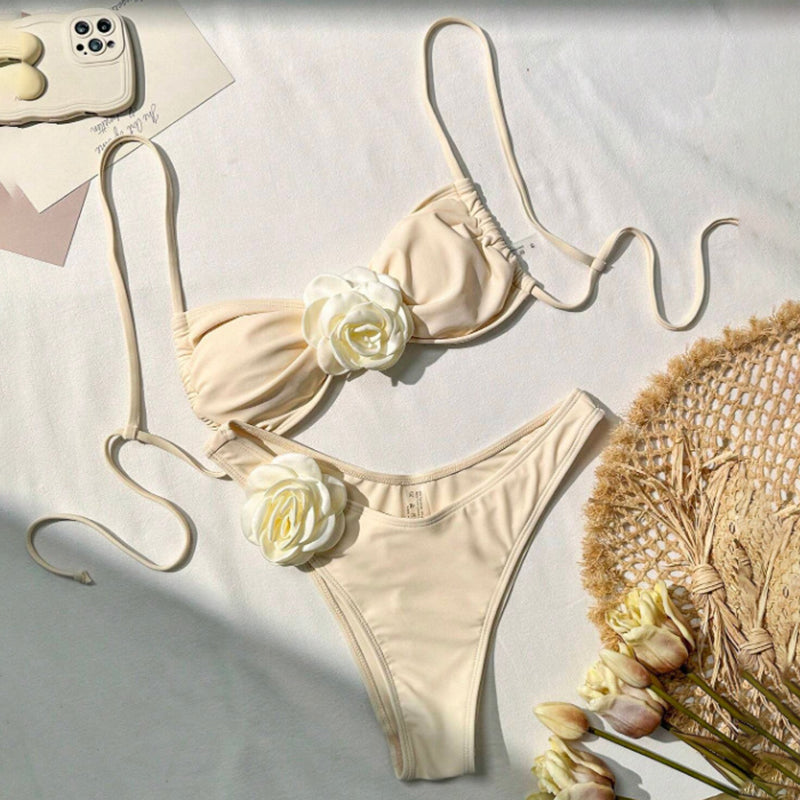 Fashion 3D Flower Sexy Bikini Swimsuit