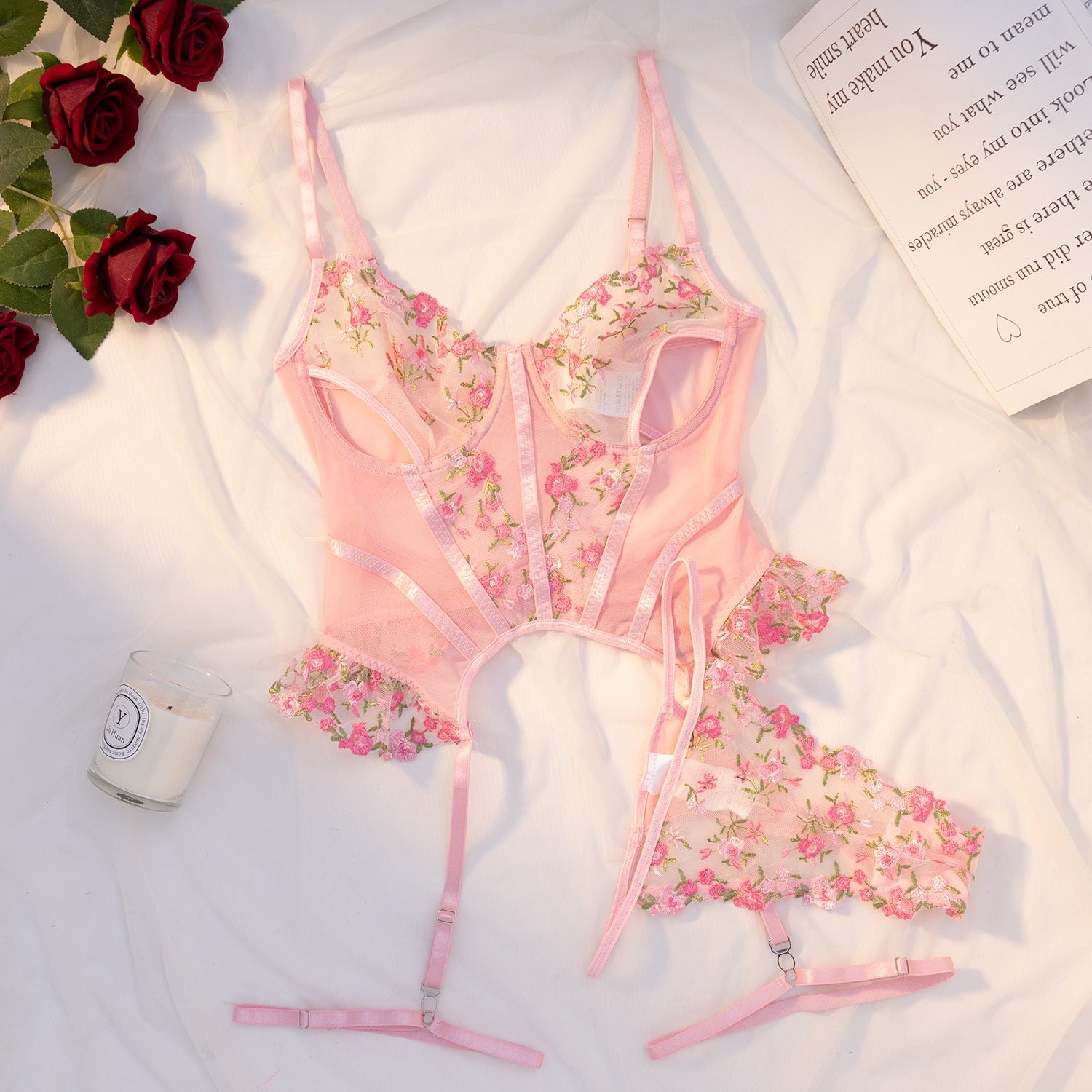 Embroidery two-piece sexy suit