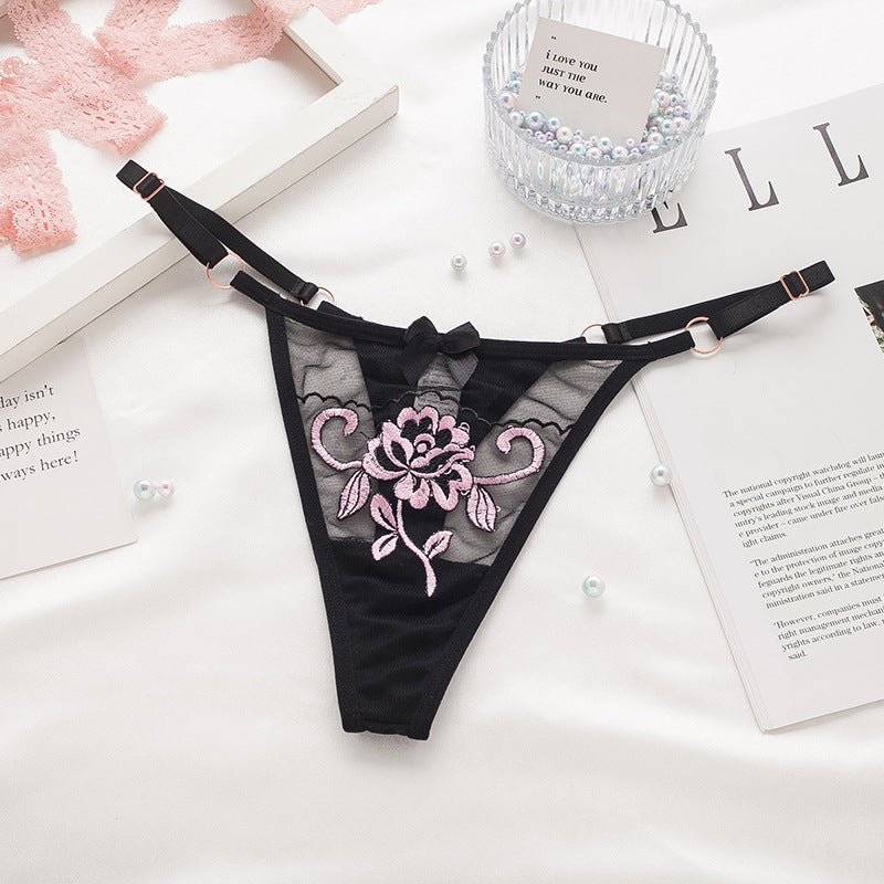 Embroidered mesh T-back