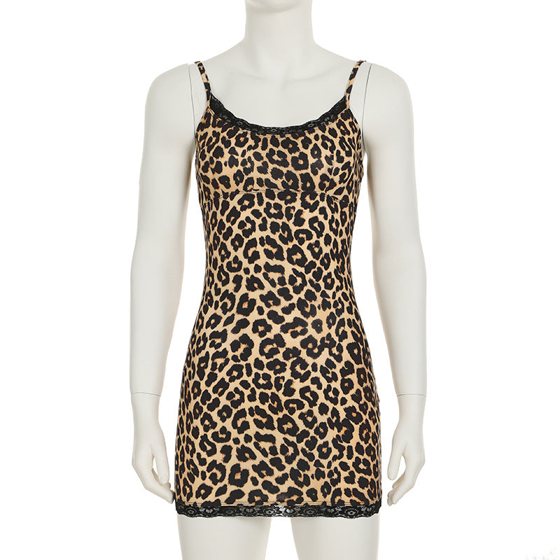 Lace leopard print skirt