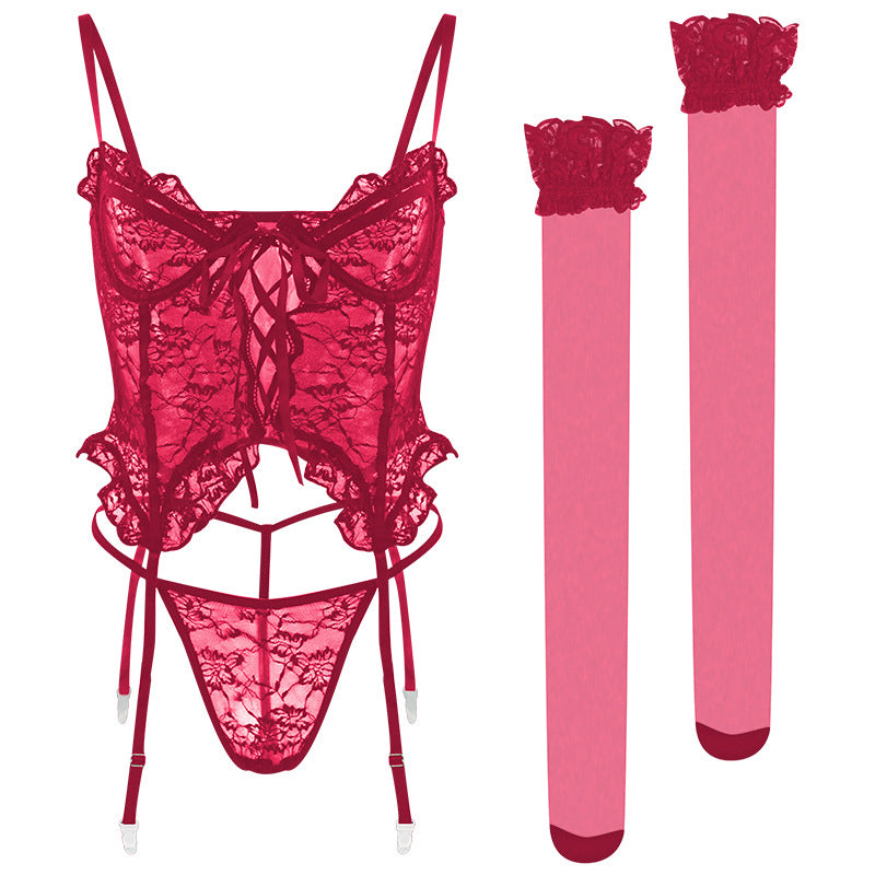 Sexy lingerie hollow straps thin underwear set