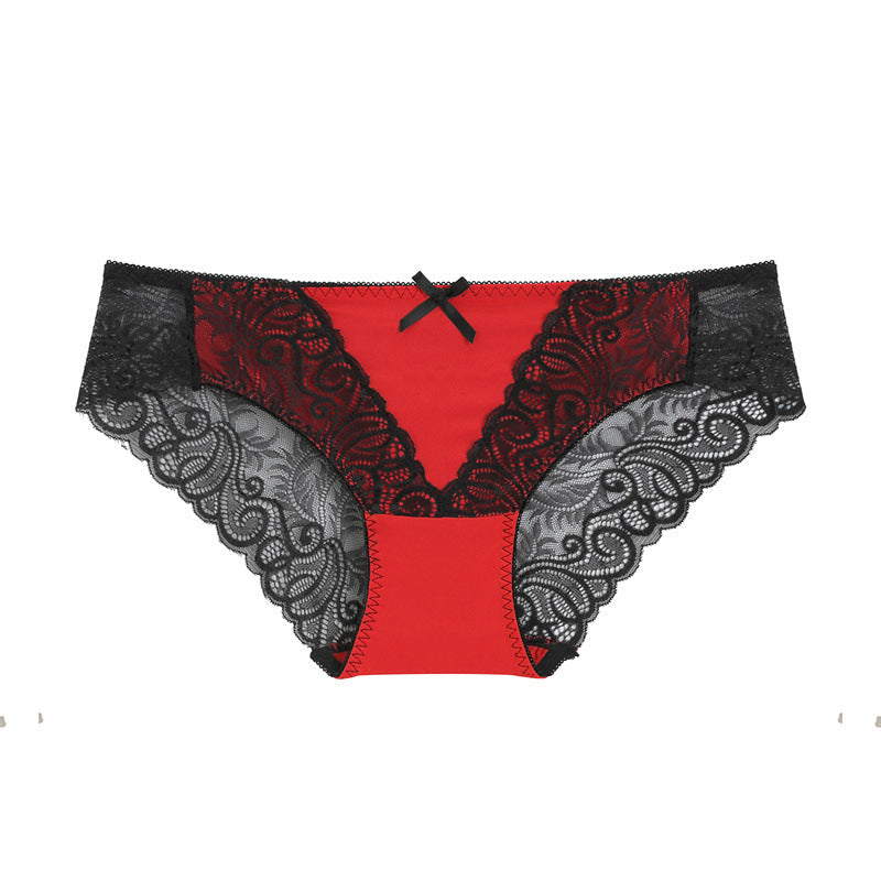 Deep V Lace Leopard Print Ice Silk Briefs