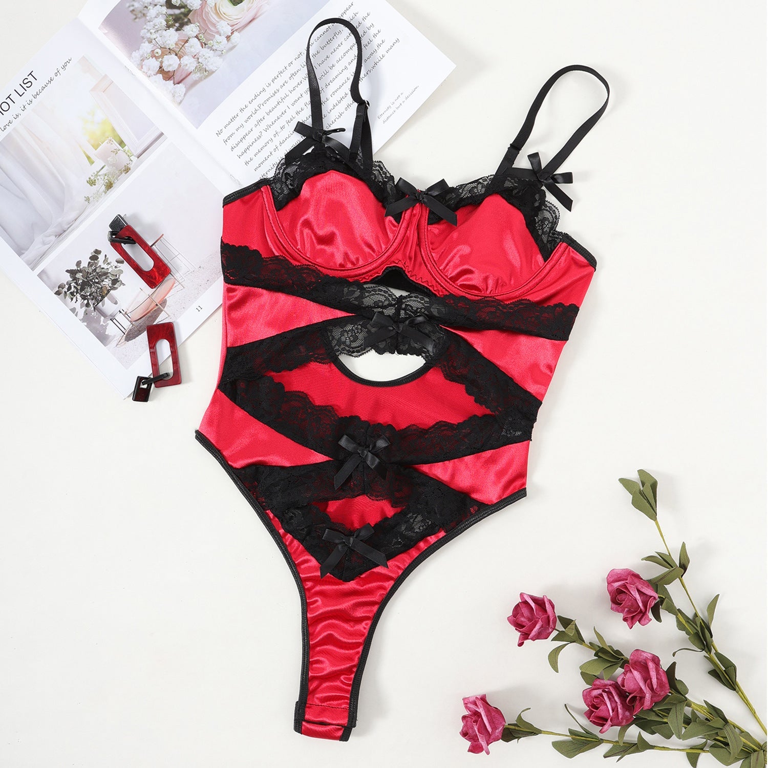 Lace panel bodysuit