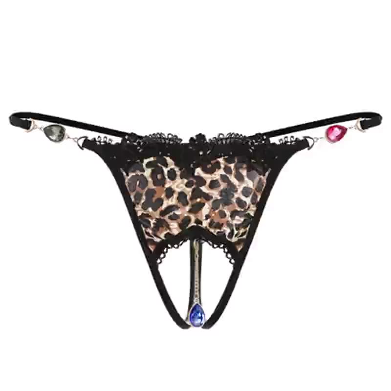 Leopard print sexy transparent thong
