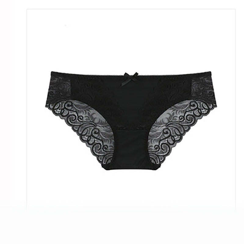 Deep V Lace Leopard Print Ice Silk Briefs