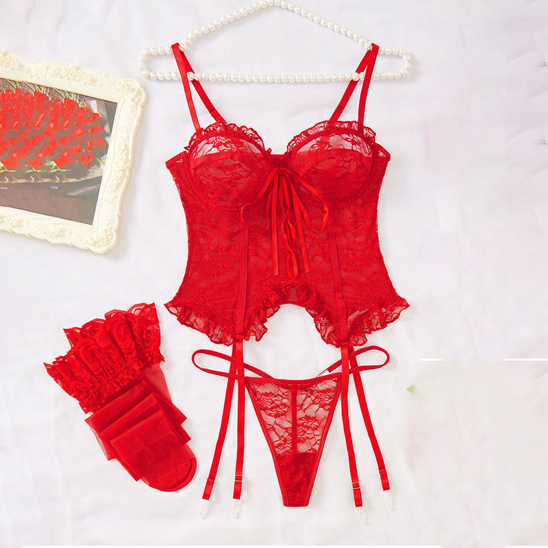 Sexy lingerie hollow straps thin underwear set