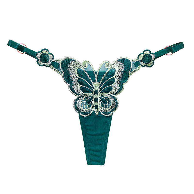 Butterfly embroidery thong