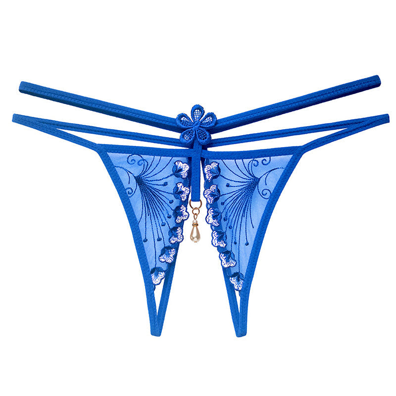 Embroidered lace low-rise thong