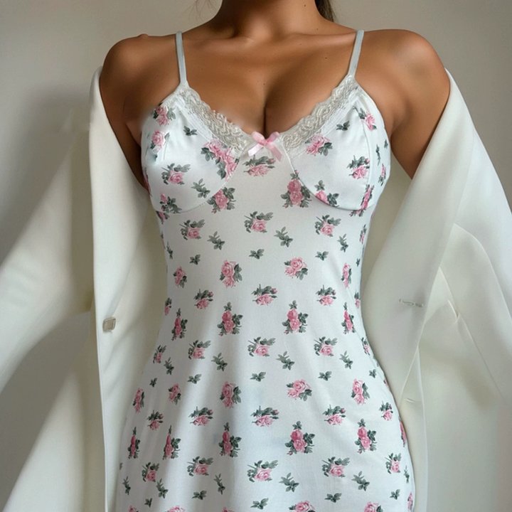 Floral suspender skirt